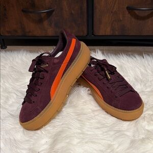 Burgundy Sneakers with Orange Puma